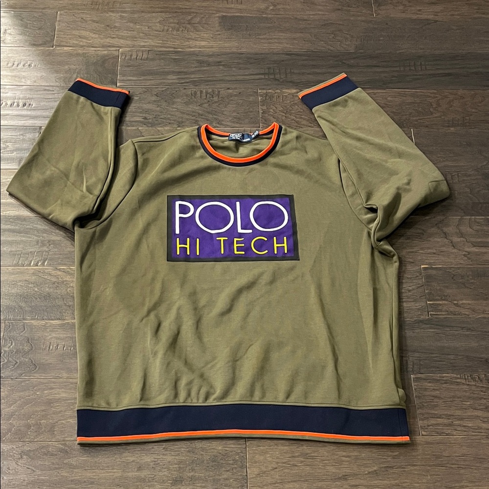 Polo Hi Tech Ralph Lauren Crew Sweatshirt Double Knit Green Mens Size XXL